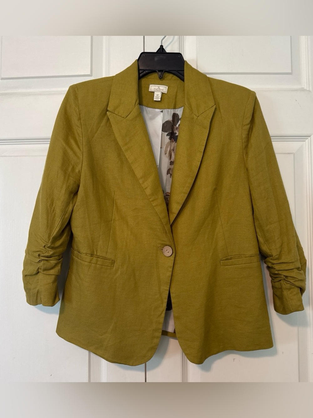 Linen-Blend Olive Green Women’s Blazer PS